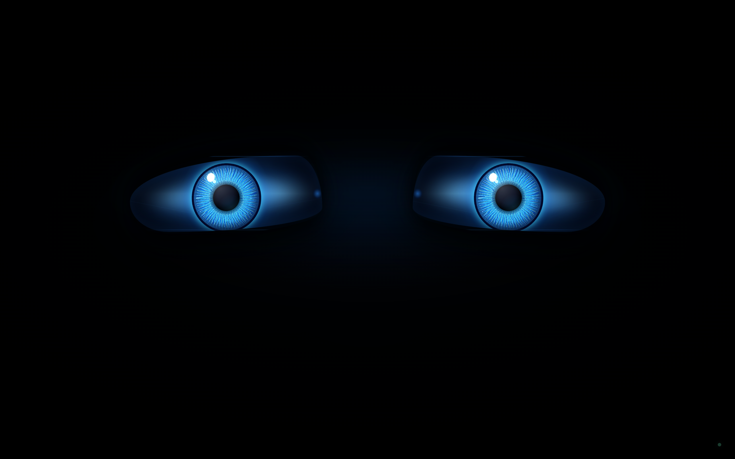 Little Man’s original blue listening eyes on a black field.